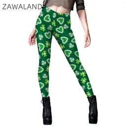 Women's Leggings Zawaland St. Patrick's Day Lucky Grass Clover Printing For Women Irish Festival Party Pants Sexy Female Elastic Tights