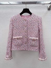 Women's Jackets High Quality Tweed Pink Coat Fashion Ladies Multi Colours Jacket Elegant Office Women Straight Blazer