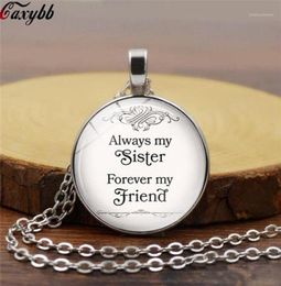 Pendant Necklaces quot Always My Sister Forever Friend Quote Necklace Glass Cabochon Jewelry Handcrafted Women Sisters Friends7546976