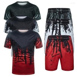 Men's Tracksuits Baggy Summer Men Fitness T-shirt Loose Casual Fashion Basketball Suits Short Sleeve Drawstring Tracksuit Oversized 2 Piece