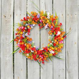 Decorative Flowers Flower Garland Arrangement Door Hanging Summer Courtyard Party Decor Wreath Wall Farmhouse Front Decoration