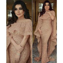 Length Sexy Mermaid Luxurious Floor Custom Made With Wrap Elegant Evening Gowns Arabic Party Dresses