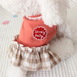 Dog Apparel Comfort Sweet Pet Dresses For Small Puppy Clothes Plaid Vest Skirt Cat Outfit Costumes Pug Pomeranian