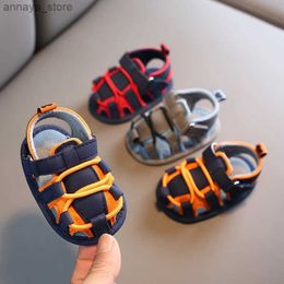 Sandals SAMITA 0-18M Childrens Newborn Baby Boys Fashion Summer Soft Baby Shoes First Walking Anti slip SandalsL240429