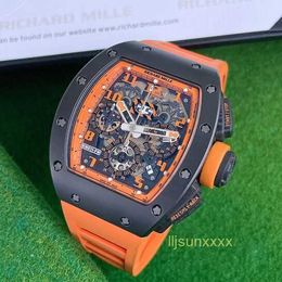 Designer Mechanical Watches Luxury Men's Watches Sports Watches Mens Series RM 011 Orange Ceramic Limited Edition Fashion Leisure Sports Mechanical Watch RM011