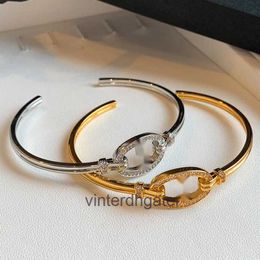 High-end Luxury Hrms Bangle Pig Nose Gold Open Bracelet Girl ins Small Design Sense High Grade Light Luxury Temperament Fine