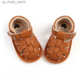 Sandals Newborn Baby Summer Sandals First Step PU Non slip Walking Shoes Non slip Soft Sole Sandals Baby Boys and Girls ShoesL240429