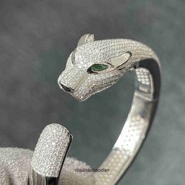 High End Jewellery bangles for Cartre womens 925 Silver Plated Gold Bracelet Carbon Diamond Wood Jaguar Diamond Cheetah Bracelet Original 1:1 With Real Logo and box
