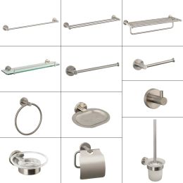 Set Bathroom Hardware 304 Stainless Steel Brushed Towel Rack Toilet Paper Holder Soap Holder Towel Bar Toilet Bathroom Accessories