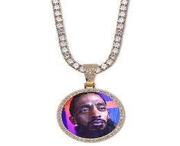 14K Custom Made Po Round Medallions Pendant Necklace With 3mm 24inch Rope Chain Silver Gold Color Zircon Men Hiphop Jewelry5348440