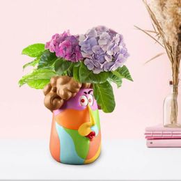 Vases Rainbow Face Planter Pot Lightweight Succulent Pots Colorful Women Head For Indoor Outdoor Plants Home
