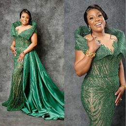 Mother Emerald Bride The Dresses Of Green With Overskrits Sheer Neck Evening Dress Lace Sequined Formal Mother's Wear 's