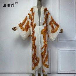 Summer Kimono African Boho Print Dress Beach Wear Fashion Cardigan Holiday Outfits For Women Cover Up Kaftan