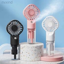 Electric Fans Handheld Desk Misting Fan USB Rechargeable Portable Small Air Cooler Low Noise Cooling Spray Humidifier Fan for Home/Office/Dorm d240429