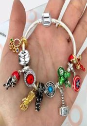 925 Sterling Silver Chain Clasp Bracelet Cartoon European Charm Beads Avenger Dangle Fits P Charm Bracelets Necklace B1359977