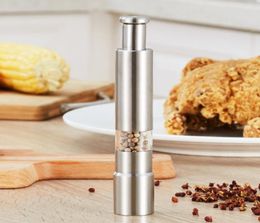 Stainless Steel Pepper Mill Grinder Thumb Push Salt Pepper Grinder Manual Pepper Mill Machine Spice Sauce Grinder LX31827447270