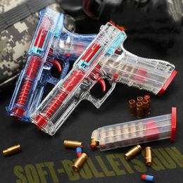 Gun Toys 2023 Transparent Firing Pistol Outdoor Soft Bullet Manual Loaded Pistol Toy CS Game Ejection Pistol Boys Birthday Gift T240428