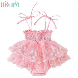 Girl Dresses 0-18M Baby Girls Summer Casual Cute Princess Dress Sleeveless Ruffle Lace Floral Romper Tutu Birthday Party Pography Clothing