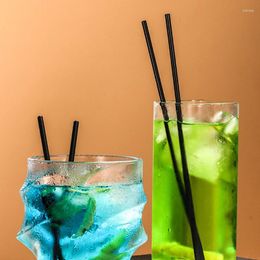 Disposable Cups Straws 500pcs 4mm Black Thin Straw Coffee Plastic Short Bar Cocktail Decoration Small Juice Drink 13cm