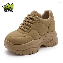 Casual Shoes SDWK 8CM Thick Platform Genuine Leather Wedge Sneakers Women Heel Pumps Boots Autumn Winter