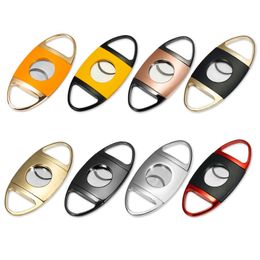 Colorful Stainless Steel Cigar Cutter Guillotine Double Blades Metal Cigar Scissors Manual Cigar Devices Tools Smoking Accessories Gadgets Knife