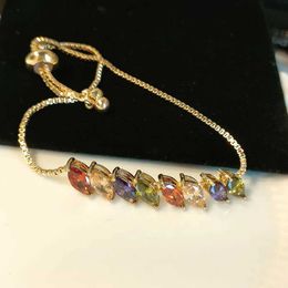 Chain Luxurious Shiny Colorful AAA Cubic Zirconia Bracelets For Female Exquisite Crystal Bead Chain Women Jewelry Wedding Party Gift