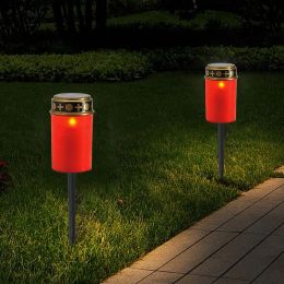 Decorations Outdoor Solar Electronic Candle Light Rainproof Flameless Grave Cemetery Ritual Garden Lawn Lighting Light Halloween Decor