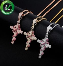 Mens Diamond Chains Pendant Cross Necklace Luxury Designer Hip Hop Jewelry Charm with Tennis Chain Rapper Fashion Accessories2711510