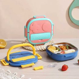 Bento Boxes Outdoor tableware 304 portable stainless steel lunch box childrens outdoor picnic food container bento Q240427