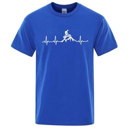 Men's T-Shirts Mountain Bike Heartbeat Funny Mtb Dirt Bike Men Tshirt Hip Hop Casual Tops Summer Strt T Shirt Oversized Cotton Short Slve Y240429