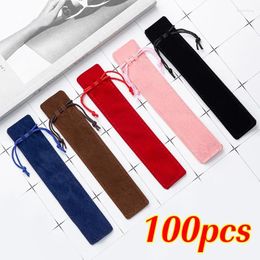 100pcs Pencil Case Multicolor Double-sided Thick Flannel Gift Pen Packaging Bag Wholesale - Bihe