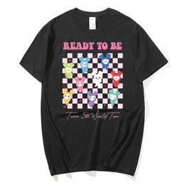 Men's T-Shirts K-pop and Y2K are ready for two tours singing together with a T-shirt O-neck cotton printed short T-shirt girl and boy oversized topL2403