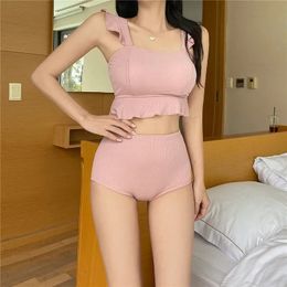 Set di bikini ad alta vita in stile coreano da donna abito bibico abito da bagno costume da bagno costume da bagno di alta qualità abito da spiaggia di alta qualità 2020