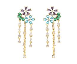 Dangle Chandelier Stone Colourful Flower Taseel Earrings Women Party Jewellery Brand Design Luxury Birthday GiftsDangle DangleDan9612566