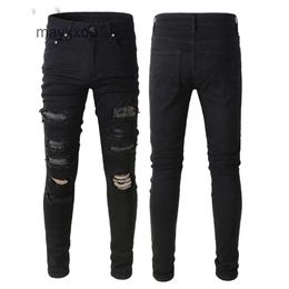 Demin Jean Amiirii High Mor 2024 Jeans 565 Mens Fashion Street Sıkıntılı Erkek Yama Yama Ssans V0XS