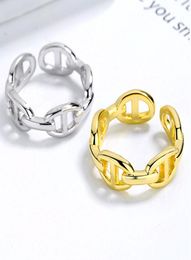 Brand Pig Nose Ring Women Hollow Retro Simple Chain Open Finger Adjustable Rings Personality Jewelry9952339