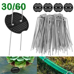 Stakes 30/60Pcs Ushaped Ground Pegs with Buffer Washers Garden Pegs for Securing Weed Landscape Fabric Netting Garden Lawn Accessories