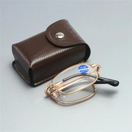 Sunglasses Men Folding Reading Glasses Metal Retro Computer With Case Silver Gold Magnifying 1.0 1.5 2.0 2.5 3.0 3.5 4.0