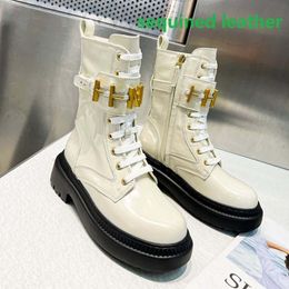 Botas de grife de luxo de couro clássico de luxo de couro de moda plana