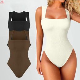 Women's Shapers GUUDIA Sexy Summer High Waist For Women Cupless Comfortable Square Collar Shapewear Ultra Elastic Slim Thong Jumpsuit
