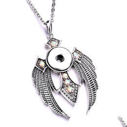 Pendant Necklaces Retro Style Metal Rhinestone Angel Snap Button Fit 18Mm Buttons Jewelry Drop Delivery Pendants Dhgarden Dhp6A