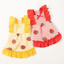 Dog Apparel Cute Strawberry Summer Dress XS Puppy Skirt Cat Chihuahua Yorkshire Yorkie Clothing Small Costume Pet Dresses