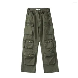 Men's Pants Men Multi-pocket Cargo Vintage Oversize Harajuku Streetwears Spring Fashion Loose Casual Straight Trousers
