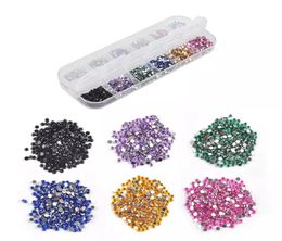 12 Colours nail art decoration acrylic flatbottom drill 2400pcs 3d mixed rhinestones diamond dhl 1727924