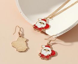 Cute Cartoon Drip Colour Christmas Tree Christmas Gift Earrings Necklace Set4365612