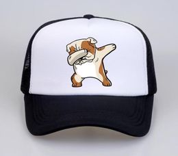 dabbing Bulldog print women baseball cap summer cool Dad hat Mesh Trucker hat adjustable men Cartoon Bulldog Funny hats66982792425907