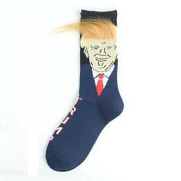 Fast Delivery Women Men Trump Crew Sports Socks Yellow Hair Funny Cartoon Sports Stockings Hip Hop Sock
