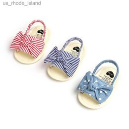 Sandali Summer appena nato per bambini a strisce Sandals sandali pizzo fiocco scarpe soft sola non slip walker 0-18ml240429