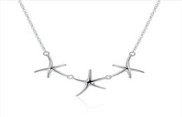 Plated sterling silver necklace 18 inches Three starfish pendant necklace DHSN124 925 silver plate Pendant Necklaces jewelry9053585