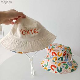 Caps Hats 48/50/52/54CM Boys and Girls Outdoor Sun Hat Childrens Sun Hat Camping and Hiking Hat Breathable Work Clothes Summer Wide Brim HatL240429